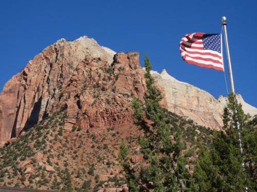 Bryce Canyon City With The Flag - The United States